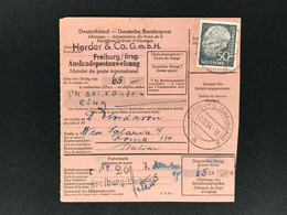 Bund Heuss Mi.Nr. 189 Einzelfrankatur Auslandspostanweisung 1954 Freiburg - Altri & Non Classificati