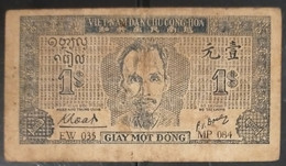 North Vietnam Viet Nam 1 Dong VF Banknote Note 1947 - Pick # 9b / 02 Photos - Viêt-Nam