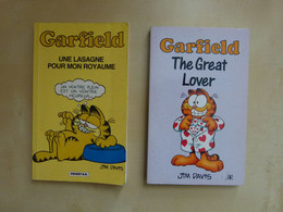 Livres De Poche D'occasion. Garfield, Par Jim Davis. 1 Livre N&B En Anglais, 1 Livre En Couleurs En Français - Wolinski