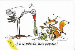Humour Cigogne Renard  Grenouille Vin Alsace CARRE Illustrateur - Sin Clasificación