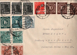! 21.6.1948  Brief Aus Hamburg Bergedorf, Kontrollrat Arbeiter Gemeinschaftsausgabe, Zehnfachfrankatur - Amerikaanse, Britse-en Russische Zone
