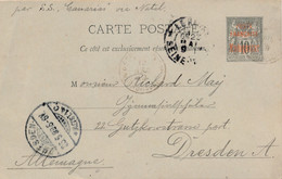 CARTE ENTIER POSTAL SURCHARGE CACHET FORT DAUPHIN PAR SS CANARIAS VIA NATAL DRESDEN - Briefe U. Dokumente