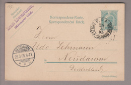 Tschechien Heimat Chotzen-Braunau F.P.A. #86 Bahnlinienstempel 1905-03-24 5 Heller GS Nach Neudamm - ...-1918 Vorphilatelie