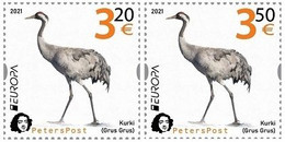 Finland 2021 Europa Endangered Wildlife Cranes Set Of 2 Stamps Of Peterspost Issue - Neufs