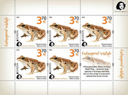 Finland 2021 Europa Endangered Wildlife Frog Sheetlet Of 5 Stamps And Label Only Of Peterspost Issue - Ungebraucht