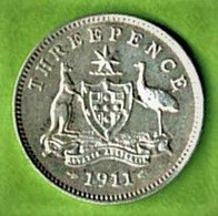 AUSTRALIE / THREE PENCE /GEORGE V / 1911 / ARGENT / ETAT SUPERBE - Threepence