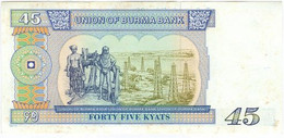 ️️ Birmanie Burma 45 Kyat 1986 Uncirculated Une Valeur Faciale Unique Au Monde - Myanmar