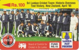 (14SRLA) TARJETA DE SRY LANKA DE Rs.100 CRICKET TEAM - COCA-COLA - COKE - Sri Lanka (Ceilán)