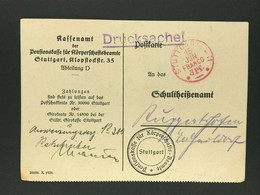 Dt. Reich Postkarte Pensionskasse Körperschafts Beamter Stuttgart 1928 - Franco - Sonstige & Ohne Zuordnung