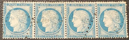 Cérès N° 60C (Variété Filet Sur Le 1er Timbre) Avec Oblitération Losange En Bande De 4  TB - 1871-1875 Cérès