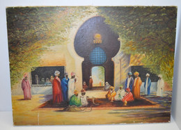 HST TABLEAU ORIENTALISTE CHARMEURS DE SERPENTS Devant MOSQUEE Signé BLANCHARD Collection Déco Vitrine Huile Sur Toile - Huiles