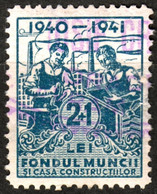1942 ROMANIA Metal Worker Factory Industry Chimney Labor Fund Member Charity CINDERELLA VIGNETTE LABEL - Fondul Muncii - Autres & Non Classés