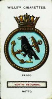 ► SHIP's BADGE - "Hood" Battleship   - Image Chromo WILL'S CIGARETTE Imperial Tobacco - Wills