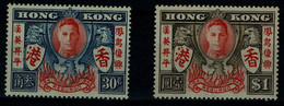 HONG KONG 1946 VICTORY END OF THE SECOND WORLD WAR MI No 169-70 MNH VF !! - Ungebraucht