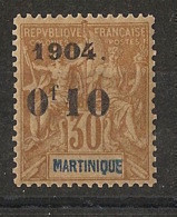 Martinique - 1904 - N°Yv. 54 - 0f10 Sur 30c Brun - Type I - Neuf ** Luxe / MNH / Postfrisch - Unused Stamps