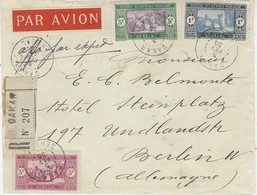 1935- Enveloppe RECC. Par Avion De DAKAR ( Sénégal ) Pour L'Allemagne - Affr. à 9 F.+ " Affr. Par Exprès - Lettres & Documents