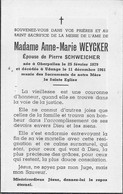 GC . OBERPALLEN ..-- Mme Anne-Marie WEYCKER , épouse De Mr Pierre SCHWEICHER , Née En 1879 , Décédée En 1961  à UDANGE . - Differdingen