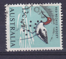 Australia Perfin Perforé Lochung 'VG' 1966 Mi. 368, 15c. Bird Vogel Oiseau Red-Necked Avocet - Perforés