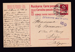 DDZ 782 - CENSURE Militaire Belge Post WWI 1918/19 - Entier Suisse MONT PELERIN 1919 Vers LIEGE - Censeur 169 - Autres & Non Classés