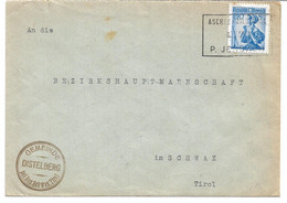 1851c: Heimatsammler Briefbeleg Der Gemeinde Distelberg, Postablagenstempel Jenbach 1953 - Jenbach