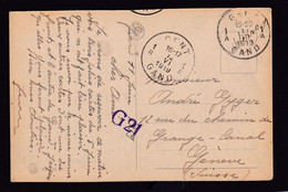 DDZ 794 - CENSURE Militaire Belge Post WWI 1918/19 - Carte-Vue TP Albert GENT 1919 - Censure G21 De GAND (peu Commune) - Autres & Non Classés