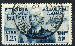 Etiopia 1936 Sassone N. 7 Lire 1,25 Azzurro Usato Cat. € 15 - Etiopía