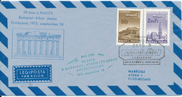 Hungary Air Mail Cover 10 Anniversary Malev Flight Budapest - Athen 10-9-1973 - Covers & Documents