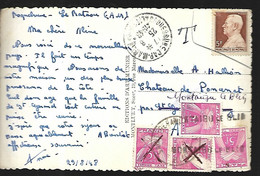MONACO  Carte  25 08 1948  Carte Taxée - Storia Postale