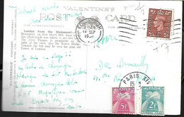 Grande Bretagne  Carte  14 09 1937  Carte Taxée - Lettres & Documents