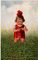 Belle Illustrée Signée FIALKOWSKA :petite Fille Dans Les Trèfles à Quatre Feuilles - Fialkowska, Wally