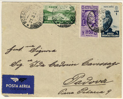 AOI 1939 Lettera Da Mogadiscio A Padova. Bolli AOI Sass. N. 7, 10, 12 Perfetta Qualità - Africa Orientale Italiana