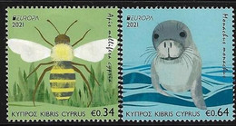 CHIPRE /CYPRUS /ZYPERN /CHYPRE  -EUROPA 2021-"ENDANGERED NATIONAL WILDLIFE"- SERIE De 2 V. - N - 2021