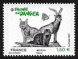 FRANCIA /FRANCE /FRANKREICH -EUROPA 2021-"ENDANGERED NATIONAL WILDLIFE"- SERIE De 1 V. - N - 2021