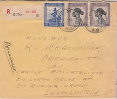 Belgisch Congo - 6 Fr. Soldat U.a. Einschreibebrief Boma - Leopoldville 1948 - Lettres & Documents
