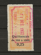 TIMBRES FISCAUX DE MONACO QUITTANCE  N° 3  0F25 JAUNE ORANGE - Fiscales