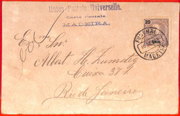 Aa3942 - PORTUGAL Funchal - POSTAL HISTORY -  POSTCARD To  BRAZIL -  1905 - Afrique Portugaise