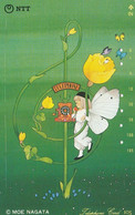Japan, 291-238 B, Fairy On Treble Clef Flower Phone, Flowers, Butterflies, 2 Scans. - Butterflies