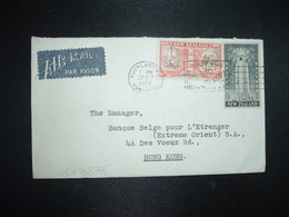 LETTRE Par Avion Pour HONG KONG TP ONWARD 6 D + TP PEACE 1/ OBL.MEC.30 JLY 1947 AUCKLAND - Lettres & Documents