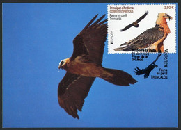 ANDORRA (2021) - EUROPA Fauna En Perill Trencalos Quebrantahuesos Gypaetus Barbatus Bearded Vulture Carte Maximum Card - Autres & Non Classés