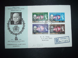 LR TP WINSTON CHURCHILL 50c + 10c + S 2 + S 1,30 OBL.24 JA 66 KOWLOON - Lettres & Documents