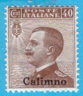 EGCA005 EGEO CALINO 1912 FBL D'ITALIA SOPRASTAMPATI CALIMNO CENT 40 SASSONE NR 4 NUOVO MNH ** - Ägäis (Calino)