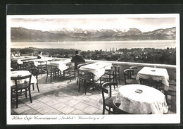 AK Wasserburg, Terrasse Des Höhen-Cafe Seeblick, Bodensee- Und Gebirgsblick - Wasserburg (Bodensee)