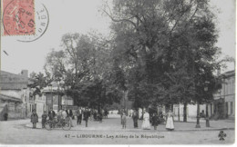 LIBOURNE - LES ALLEES DE LA REPUBLIQUE - SUPERBE ANIMATION - 1907 - Libourne