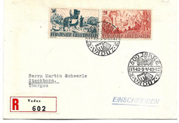 Lie094 / LIECHTENSTEIN - 100 Jahre Liecthtenstein In Seinen Heutigen Grenzen, 1942 Mit Sonderstempel, Vaduz - Steckborn - Cartas & Documentos