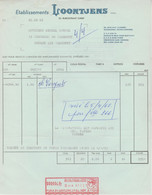 Factuur - Etablissements Loontjens  - Gent -1963 ( 26 ) - Petits Métiers