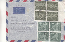 Allemagne - République Fédérale - Lettre De 1960 - Oblit Hamburg - Avec 2 Blocs De 4 - Jeux Olympiques - - Lettres & Documents