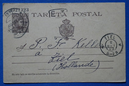 W2 ESPAGNE  BELLE CARTE   1902 POUR TIEL HOLLANDE+ AFFRANCH. INTERESSANT - Lettres & Documents