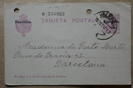 W2 ESPAGNE  BELLE CARTE   1900  VALENCIA POUR BARCELONA+ AFFRANCH. INTERESSANT - Storia Postale