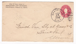 Postal Stationery 2 Cents USA Chatfield 1900 Minnesota Strafford And Atchinson Saint Paul Entier Postal - ...-1900