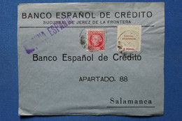 W2 ESPAGNE  BELLE LETTRE  1937  JEREZ  POUR SALAMANCA +GUERRE CIVILE+VIVA ESPANA AFFRANCH. INTERESSANT - Asturias & Leon